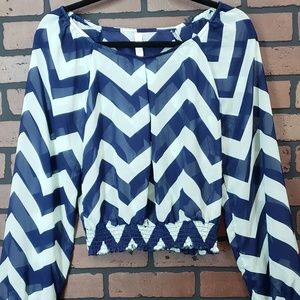 Xhilaration  zigzag striped mesh blouse